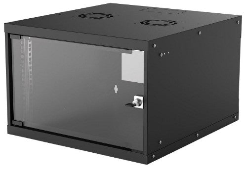 Intellinet 19" Network Cabinet - Wall Mount (Basic), 6U, 560mm Deep, Black, Flatpack, Max 50kg, Usable Depth 500mm, Glass Door, Rack, Parts for wall installation (eg screws and rawl plugs) not included