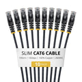 StarTech.com 1m Black Slim CAT6 Cable, 10 Pack, Snagless, 100W PoE, UTP, LSZH, 28AWG Pure Bare Copper Wire, Slim RJ45 Network Patch Cord w/Strain Reliefs, Individually Tested