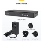 StarTech.com Secure 4-Port KVM Switch, DisplayPort, 4K 60Hz, NIAP 4.0 Desktop KVM, Metal Housing, Made in the USA
