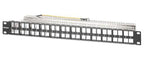 Intellinet 19" 48-Port Shielded Blank Patch Panel, 1U, Unloaded 19-inch Rackmount Keystone Panel for High-density Installations, Removable Cable-Management Bar, Black