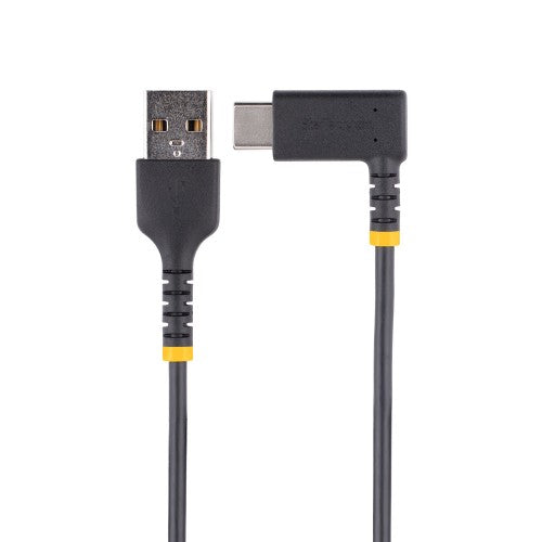 StarTech.com 1ft (30cm) USB-A to USB-C Fast Charging Cable, Rugged, Right-Angled, Charge & Sync, 3A, USB 2.0, TPE Jacket and Aramid Fiber - USB Charging Cord