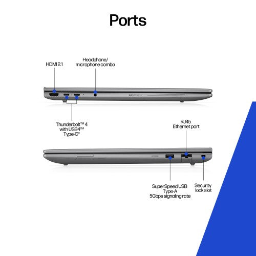 HP ZBook 8 G1i Wolf Pro Security Edition - Data Science Intel Core Ultra 7 255H Mobile workstation 35.6 cm (14") WQXGA 32 GB DDR5-SDRAM 1 TB SSD NVIDIA RTX 500 Ada Wi-Fi 7 (802.11be) Windows 11 Pro AI Workstation, AI PC Silver