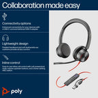 HP Poly Blackwire 8225 Stereo Microsoft Teams Certified USB-C Headset +USB-C/A Adapter