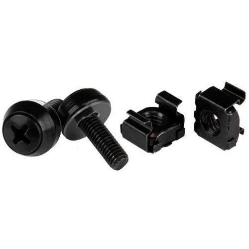 StarTech.com 100-Pack M5 12mm Screws, Square Hole Cage Nuts and Installation Tool, Hardware Mounting Kit for 19" or 10" Server Racks, Cabinets and Enclosures, Black - TAA