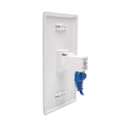 Tripp Lite N235-001-WH-6AD Cat6a Straight-Through Modular In-Line Snap-In Coupler with 90-Degree Down-Angled Port, White (RJ45 F/F)
