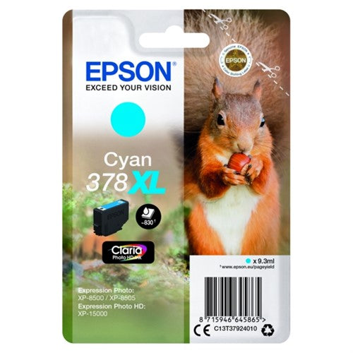 Epson C13T37924010/378XL Ink cartridge cyan high-capacity, 830 pages 9,3ml for Epson XP 15000/8000