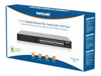 Intellinet 24-Port Gigabit Ethernet PoE+ Switch with 2 SFP Ports IEEE 802.3at/af (PoE+/PoE) Compliant, PoE Power Budget of 370 W, Two 1G SFP Open Slots, 19" Rackmount (with UK power cord)