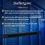 StarTech.com 1U High-density Brush Strip Cable Management Panel, Sturdy Steel Horizontal Data Centre Cable Organizer