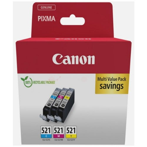 Canon 2934B016/CLI-521 Ink cartridge multi pack C,M,Y Blister with security Pack=3 for Canon Pixma IP 3600/MP 980