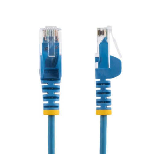 StarTech.com 25cm Blue Slim CAT6 Cable, 10 Pack, Snagless, 100W PoE, UTP, LSZH, 28AWG Pure Bare Copper Wire, Slim RJ45 Network Patch Cord w/Strain Reliefs, Individually Tested