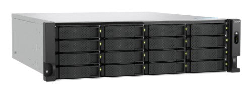 QNAP 3U 16-bay 3.5 SATA HDD NAS AMD Ryzen 7000 series 8C16T (boost up to 5.3 GHz) 32GB DDR5 non-ECC RAM (max. 128GB total) 2x M.2 2280 PCIe Gen5 x2 slots for SSD cache 2x 10GBASE-T + 2x 2.5 GbE RJ45 3 x PCIe Gen 4 expansion slots 2 x 550W redundant power
