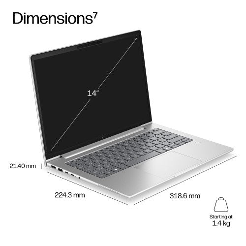 HP EliteBook 6 G2a 14 inch Notebook AI PC AMD Ryzen™ 5 230 Laptop 35.6 cm (14") WUXGA 16 GB LPDDR5x-SDRAM 512 GB SSD Wi-Fi 6E (802.11ax) Windows 11 Pro Silver