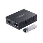StarTech.com Single-Mode (SM) LC Fiber Media Converter for 10/100/1000 Networks, Standalone Gigabit Ethernet to Fiber Converter, 20km - TAA