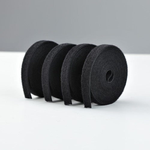 StarTech.com 4-pack 15ft (4.6m) Hook and Loop Roll, 0.5in Wide, Black, Cut-to-Size Reusable Cable Ties, Fastener Tape, Adjustable Fabric Wraps, Bulk Roll