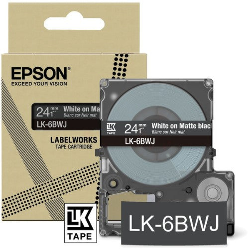 Epson C53S672084/LK-6BWJ DirectLabel-etikettes white on black 24mm x 8m for Epson LabelWorks LW-C 610