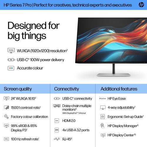 HP Series 7 Pro 24 inch WUXGA USB-C Monitor - 724pu