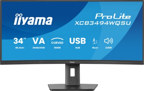 iiyama ProLite 34” curved ultra-wide screen with 15cm height adjustable stand