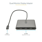 StarTech.com USB C to Quad HDMI Adapter, USB-C to 4x HDMI Monitor Converter for Windows (no support for macOS/ChromeOS/Linux) - TAA