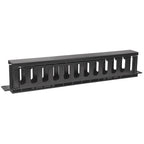 Intellinet 19" Cable Management Panel, 19" Rackmount Cable Manager, 1U, with Cover, Black