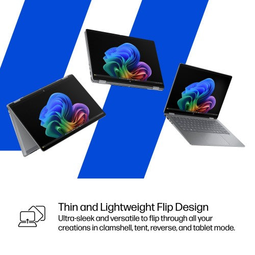 HP OmniBook X FlipNGAI 14-fk0004na Copilot+ PC AMD Ryzen™ AI 5 340 Hybrid (2-in-1) 35.6 cm (14") Touchscreen 2K 16 GB LPDDR5x-SDRAM 512 GB SSD Wi-Fi 7 (802.11be) Windows 11 Home Silver