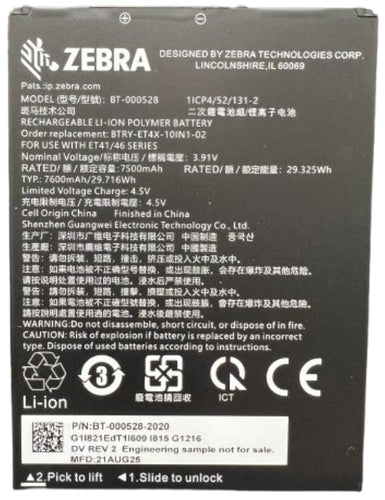 Zebra BTRY-ET401-10INC-01 tablet spare part/accessory Battery