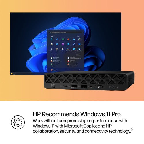 HP ProDesk 4 Mini G1i Intel Core Ultra 5 225T 16 GB DDR5-SDRAM 512 GB SSD Windows 11 Pro Mini PC AI PC Black