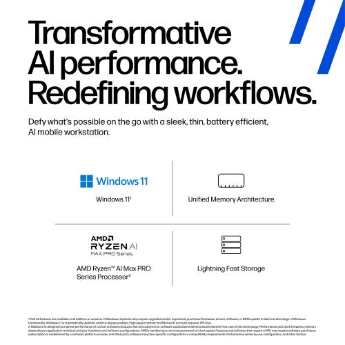 HP ZBook Ultra G1a Copilot+ PC AMD Ryzen AI Max PRO 390 Mobile workstation 35.6 cm (14") WUXGA 32 GB LPDDR5x-SDRAM 1 TB SSD Wi-Fi 7 (802.11be) Windows 11 Pro AI Workstation, AI PC Silver
