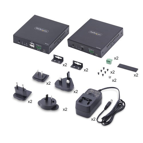 StarTech.com HDMI KVM Extender Over IP Network, 4K 60Hz, Driverless, HDMI and USB Over Ethernet/CAT6, AVoIP, Transmitter and Receiver Kit, Includes Mounting Kits