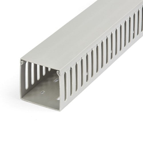 StarTech.com Open Slot Cable Management Raceway with Cover, 3"(75mm)W x 3"(75mm)H - 6.5ft(2m) length - 1/4"(8mm) Slots, PVC Network Cable Hider/Wall Wire Duct, Max 200 Cables, UL Listed