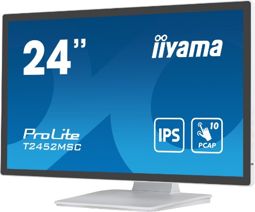 iiyama ProLite 23.8” PCAP 10pt touchscreen monitor featuring IPS panel technology, Edge-to-Edge glass design and anti fingerprint coating