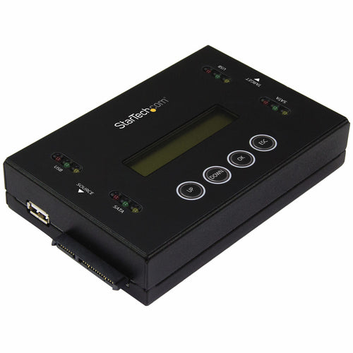 StarTech.com 1:1 Standalone Hard Drive and USB Flash Disk Duplicator and Eraser, USB Thumb Drive and SATA HDD/SSD Disk Cloner and Eraser, Hardrive Copier/Sanitizer/Wiper, LCD display, TAA