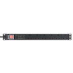 Intellinet 19" 1U PDU 6-way UK, With switch and Surge Protection, Rackmount, Power Distribution Unit, UK 3-pin outlets, 3m power cord, output