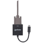 Manhattan USB-C to VGA Converter Cable, 1080p@60Hz, Black, 8cm, Male to Female, Lifetime Warranty, Equivalent to CDP2HD