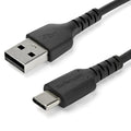 StarTech.com 3ft (1m) USB-A to USB-C Fast Charging Cable, Rugged, Charge & Sync, 3A, USB 2.0, Black TPE Jacket and Aramid Fiber - USB Charging Cord