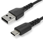 StarTech.com 3ft (1m) USB-A to USB-C Fast Charging Cable, Rugged, Charge & Sync, 3A, USB 2.0, Black TPE Jacket and Aramid Fiber - USB Charging Cord