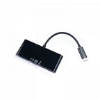 V7 Black USB Adapter USB-C Male to 3 x USB 3.0 A Female, Micro SD, SD/MMC