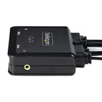 StarTech.com 2-Port Hybrid USB-C HDMI Cable KVM Switch, 4K 60Hz, Compact KVM with 6ft/1.8m USB-A/HDMI/Audio & 4ft/1.2m USB-C Integrated Host Cables, Bus Powered - Remote Push Button/Hotkey Switching