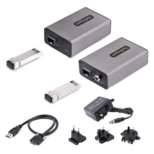 StarTech.com 2-Port USB 3.0 Extender over OM3 Multimode Fiber - LC/LC - 2x 5Gbps USB-A Hub - 350m (1150ft) Range - Durable USB Fiber Optic Extender - Optical USB Extender - TAA