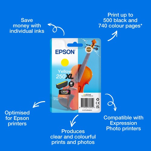 Epson C13T16P44010/250XL Ink cartridge yellow high-capacity, 740 pages 8.9ml for Epson Expression Photo XP-980