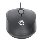 Manhattan Comfort II USB Wired Mouse, Black, 1000dpi, USB-A, Optical, Ambidextrous, Portable/Compact, Three Button with Scroll Wheel, Three Year Warranty