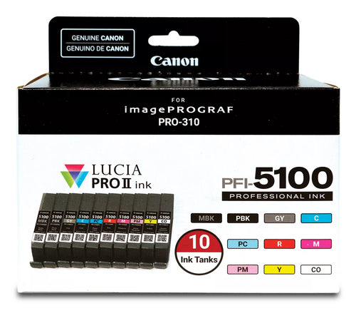 Canon 6951C009/PFI-5100 Ink cartridge multi pack MBK,PBK,C,M,Y,PC,PM,R,GY,CO Pack=10 for Canon IPF PRO-310