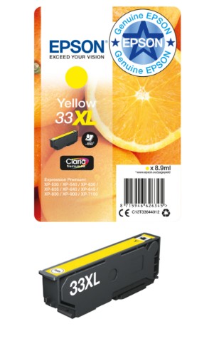 Epson C13T33644012/33XL Ink cartridge yellow high-capacity, 650 pages ISO/IEC 19752 8.9ml for Epson XP 530
