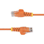 StarTech.com 1.5m Orange Slim CAT6 Ethernet Cable, Snagless, 100W PoE, UTP, LSZH, 28AWG Pure Bare Copper Wire, Slim RJ45 Network Patch Cord w/Strain Reliefs, Individually Tested