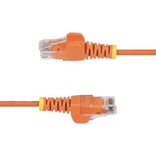 StarTech.com 15m Orange Slim CAT6 Ethernet Cable, Snagless, 100W PoE, UTP, LSZH, 28AWG Pure Bare Copper Wire, Slim RJ45 Network Patch Cord w/Strain Reliefs, Individually Tested