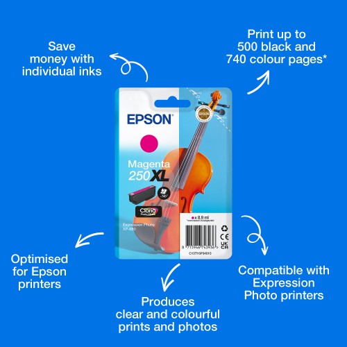 Epson C13T16P34010/250XL Ink cartridge magenta high-capacity, 740 pages 8.9ml for Epson Expression Photo XP-980
