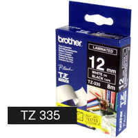 Brother TZE-335 DirectLabel white on black Laminat 12mm x 8m for Brother P-Touch TZ 3.5-18mm/6-12mm/6-18mm/6-24mm/6-36mm
