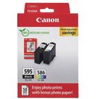 Canon 7171C004/PG-595/CL-586 Ink cartridge multi pack black + color + Photopaper GP-501 6,7ml + 9,9ml Pack=2 for Canon Pixma TS 4150