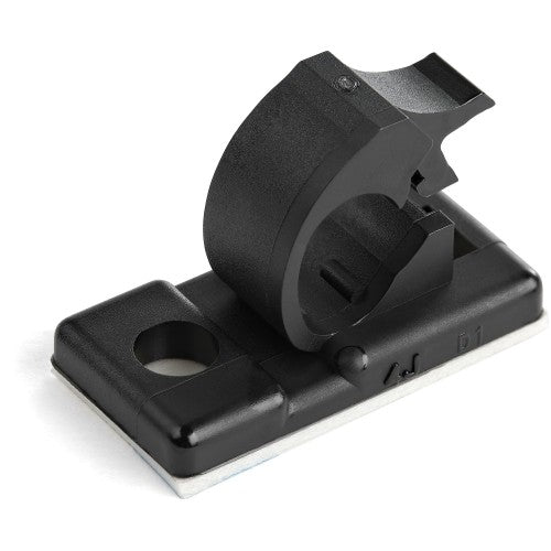 StarTech.com 100 Adhesive Cable Management Clips Black - Network/Ethernet/Office Desk/Computer Cord Organizer - Sticky Cable/Wire Holders - Nylon Self Adhesive Clamp UL/94V-2 Fire Rated - TAA