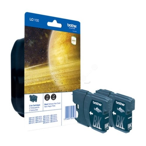 Brother LC-1100BKBP2 Ink cartridge black twin pack Blister, 2x450 pages 9,5ml Pack=2 for Brother DCP 185 C/MFC 6490 C