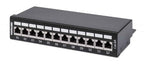Intellinet Patch Panel, Cat6a, FTP, 12-Port, Desktop, Shielded, 90° Top-Entry Punch Down Blocks, Black